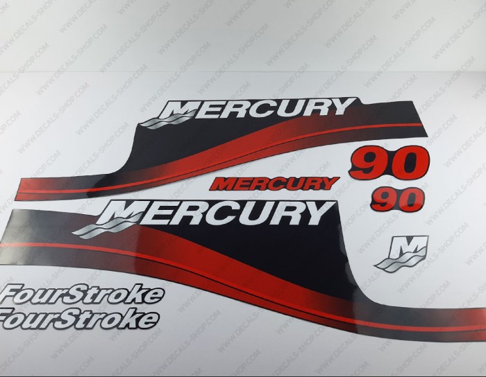 Mercury 90HP Four Stroke Outboard Decal Kit RED